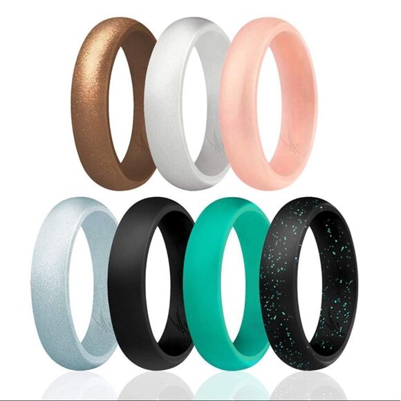 NWT Wool + Pepper Co. Silicone Wedding Ring Bridal Set (7 ring set) - Picture 2 of 3